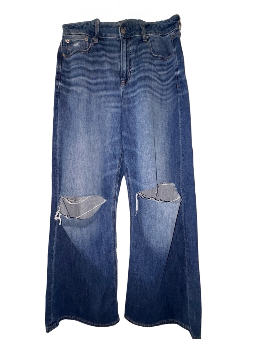 American Eagle Outfitters Super High-Rise Baggy Wide-Leg Distressed Jeans